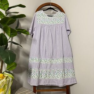 National 2X Floral Purple Stripe Short Sleeve Nightgown Lounge House Dress